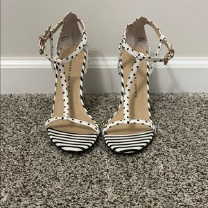 Chinese Laundry Black and White Striped Heels